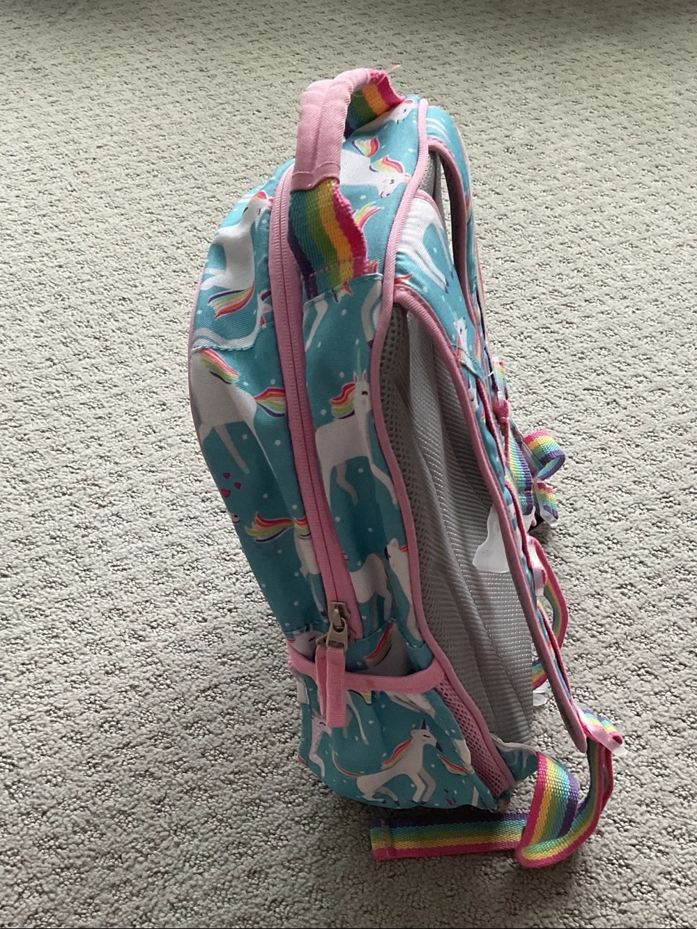 Pottery Barn Kids Aqua & Pink Unicorn Backpack and pencil case with Rainbows 565
